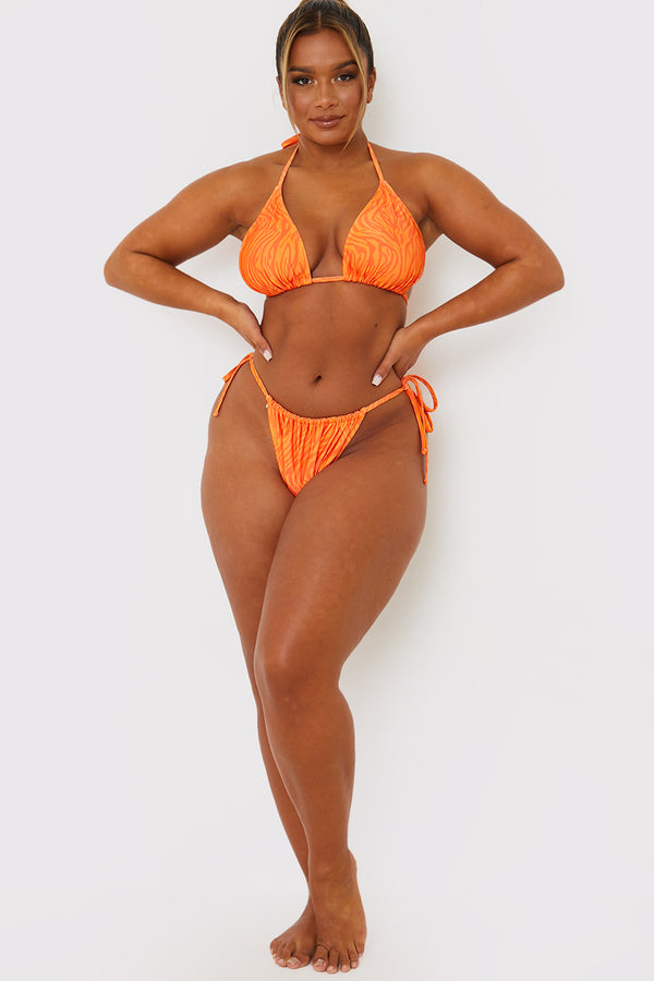 In The Style In The Style Zebra Print Bikini Bottoms Orange