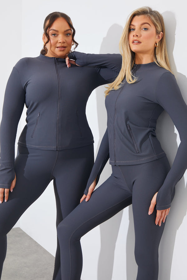 In The Style In The Style Zip Through Jacket Charcoal
