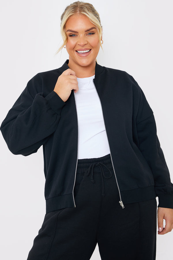 In The Style In The Style Zip Up Bomber Style Sweater Black