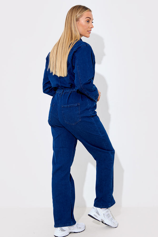 In The Style In The Style Zip Up Denim Boilersuit Blue