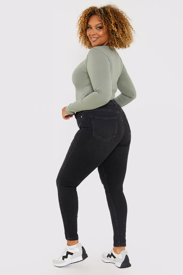 In The Style InTheStyle High Waisted Skinny Jeans Black