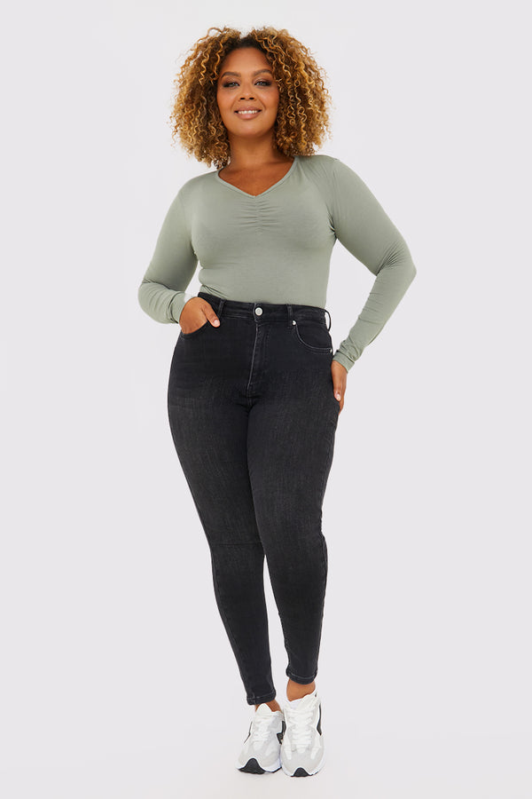 in the style InTheStyle High Waisted Skinny Jeans Black