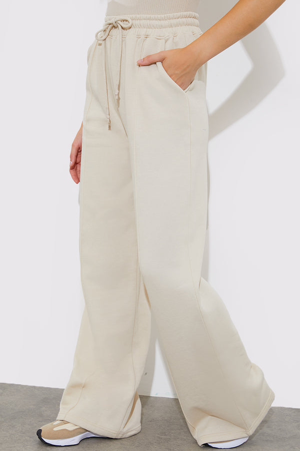 In The Style InTheStyle More Sustainable Fleeceback Straight Leg Joggers Stone