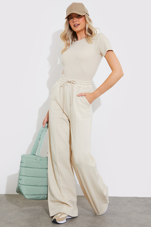 in the style InTheStyle More Sustainable Fleeceback Straight Leg Joggers Stone