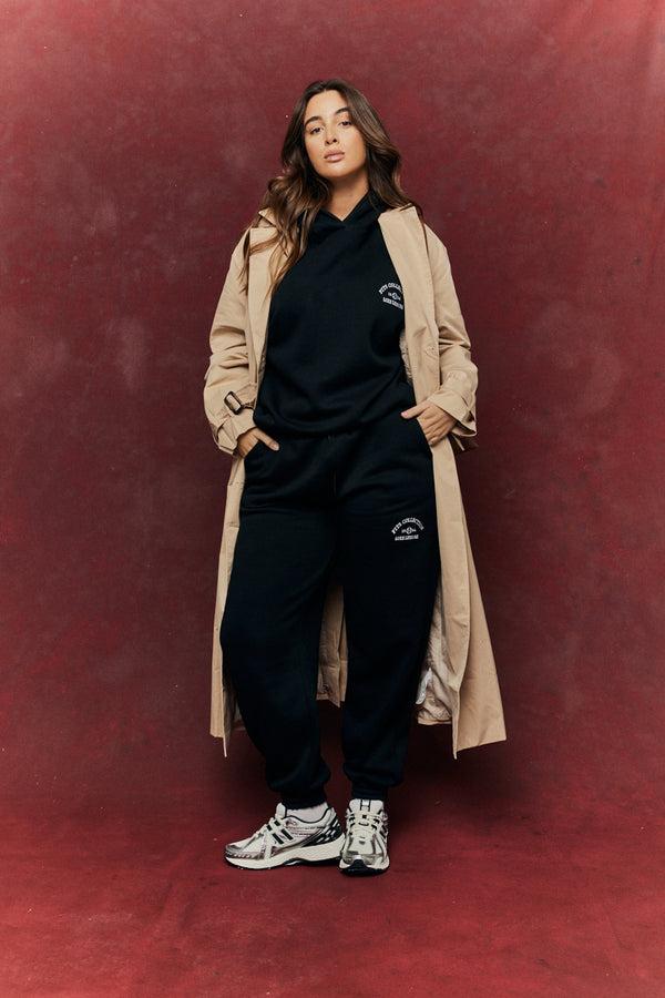 In The Style {# Title Already Starts With Vendor: Print Nothing Extra #}Fits Embroidered Co-Ord Hoodie Black