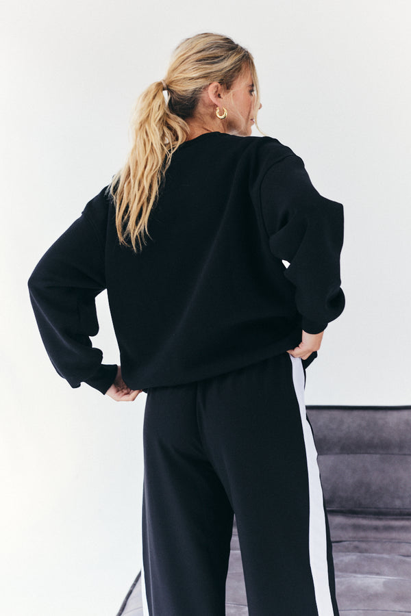 In The Style {# Title Already Starts With Vendor: Print Nothing Extra #}Fits Tonal Embroidered Sweatshirt Black