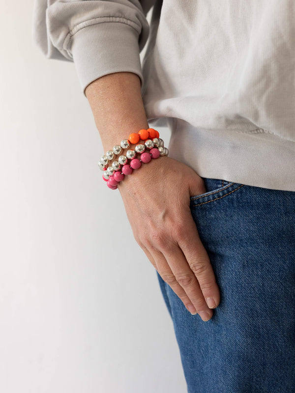 ina seifart Perlen silver/wood bracelet