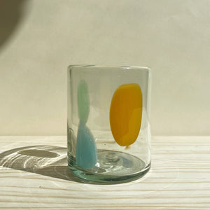 Incasa Gota Handblown Glass - Clear / Multicolor Orange