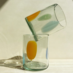Incasa Gota Handblown Glass - Clear / Multicolor Orange