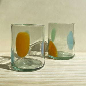 Incasa Gota Handblown Glass - Clear / Multicolor Orange