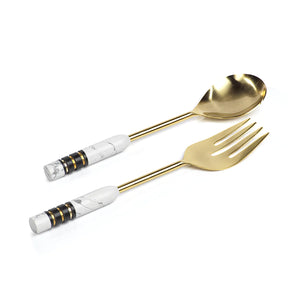 incasa Alana Salad Serving Set - Gold
