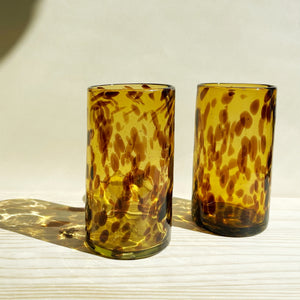 incasa Alban Handblown Tall Glass - Amber