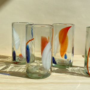 Incasa Goto Handblown Glass - Clear / Multicolor Red