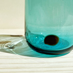 Incasa Lima Handblown Glass - Aqua With Red Dot