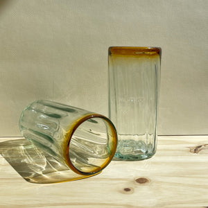 Incasa Rim Handblown Glass - Clear / Amber