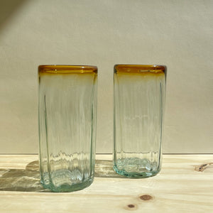 Incasa Rim Handblown Glass - Clear / Amber