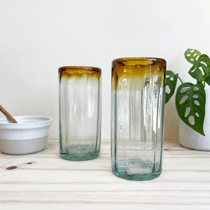 Incasa Rim Handblown Glass - Clear / Amber