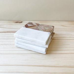 incasa Set of 4 Marble & Wood Coasters