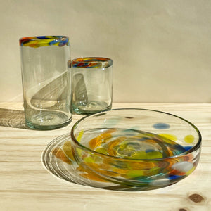 Incasa Rainbow Handblown Mini Bowl - Clear / Multicolor