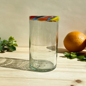 incasa Rainbow Handblown Tall Glass - Clear / Multicolor