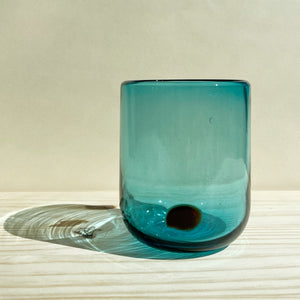 Incasa Set Of 4 Lima Handblown Glass - Aqua With Red Dot