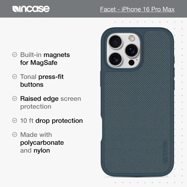 Incase Facet Case With MagSafe For IPhone 16 Pro Max Slate Blue Nylon