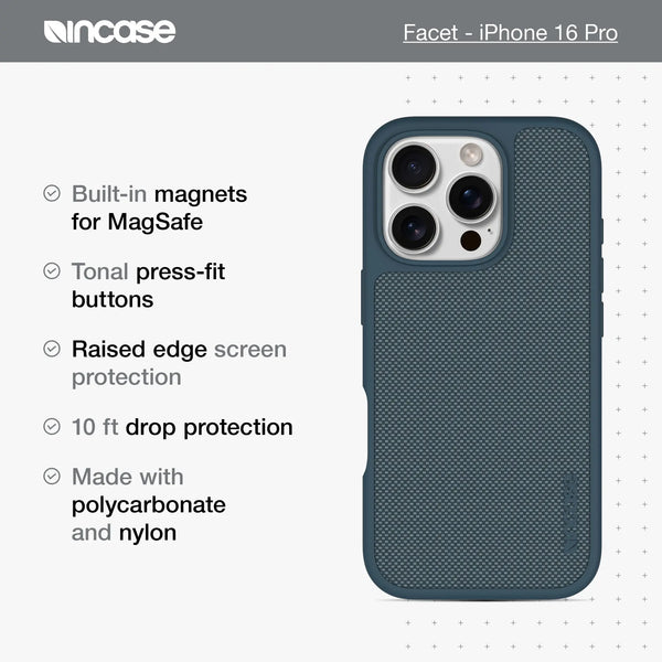 Incase Facet Case With MagSafe For IPhone 16 Pro Slate Blue Nylon