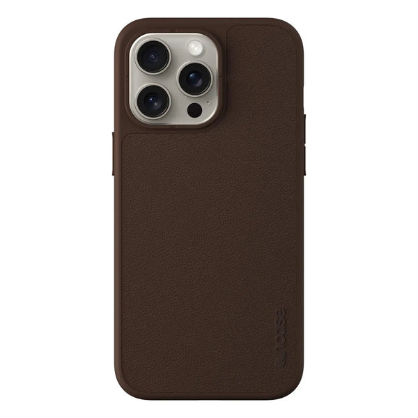 incase ICON Case with MagSafe for iPhone 15 Pro Max Brown Pebbled Leather