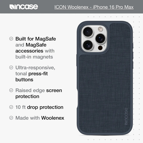 Incase ICON Case With MagSafe For IPhone 16 Pro Max Asphalt Woolenex