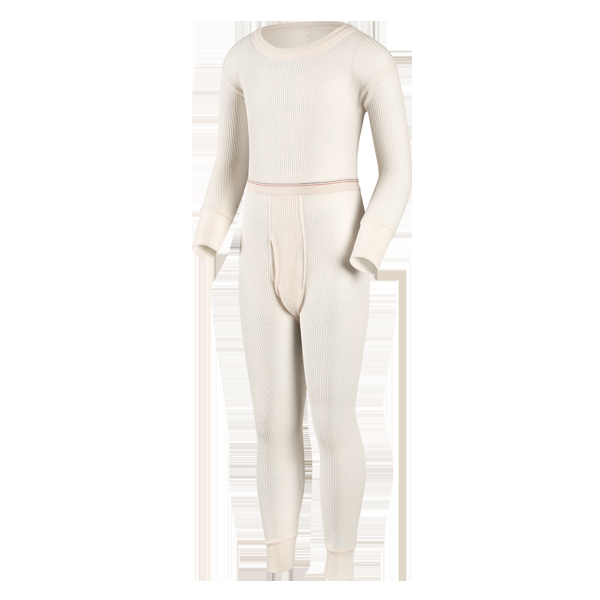 indera Boy's Traditional Waffle Set - Top and Pant Natural