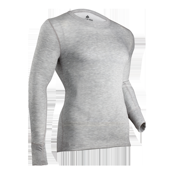 indera Men's 2-Layer Merino Performance Crew Grey