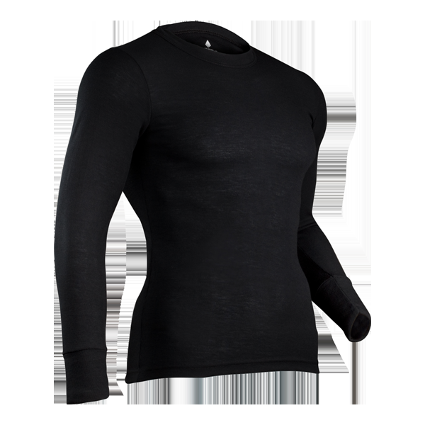 indera Men's Performance Rib Knit Crew Black