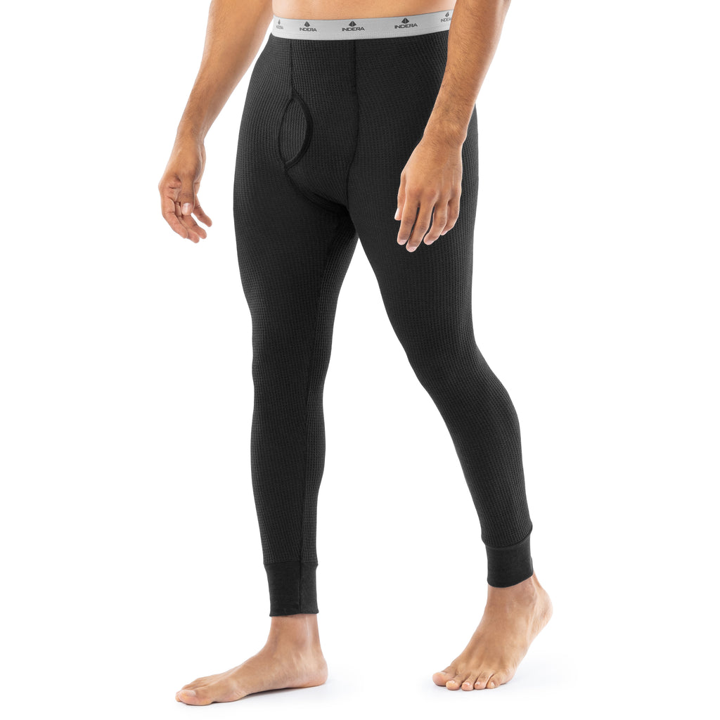 Indera Men's Traditional Waffle Pant Black