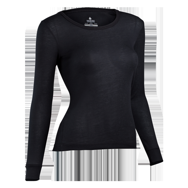 indera Women's Performance Rib Knit Crew Black