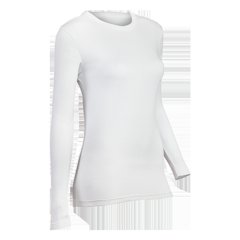 Indera Women's Sweet Seams Cotton Rib Crew White