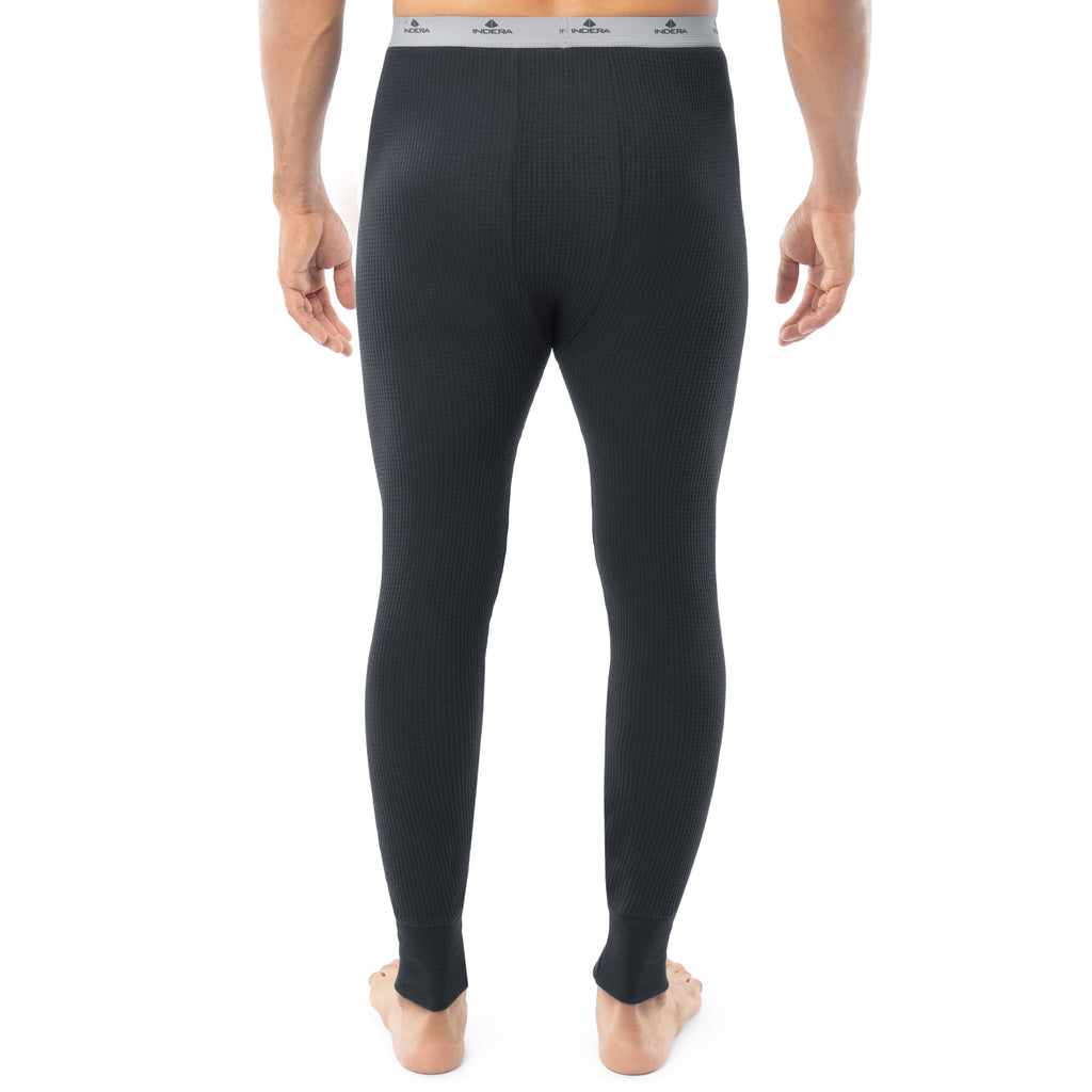 Indera Men's Cotton Heavyweight Waffle Thermal Pant Black