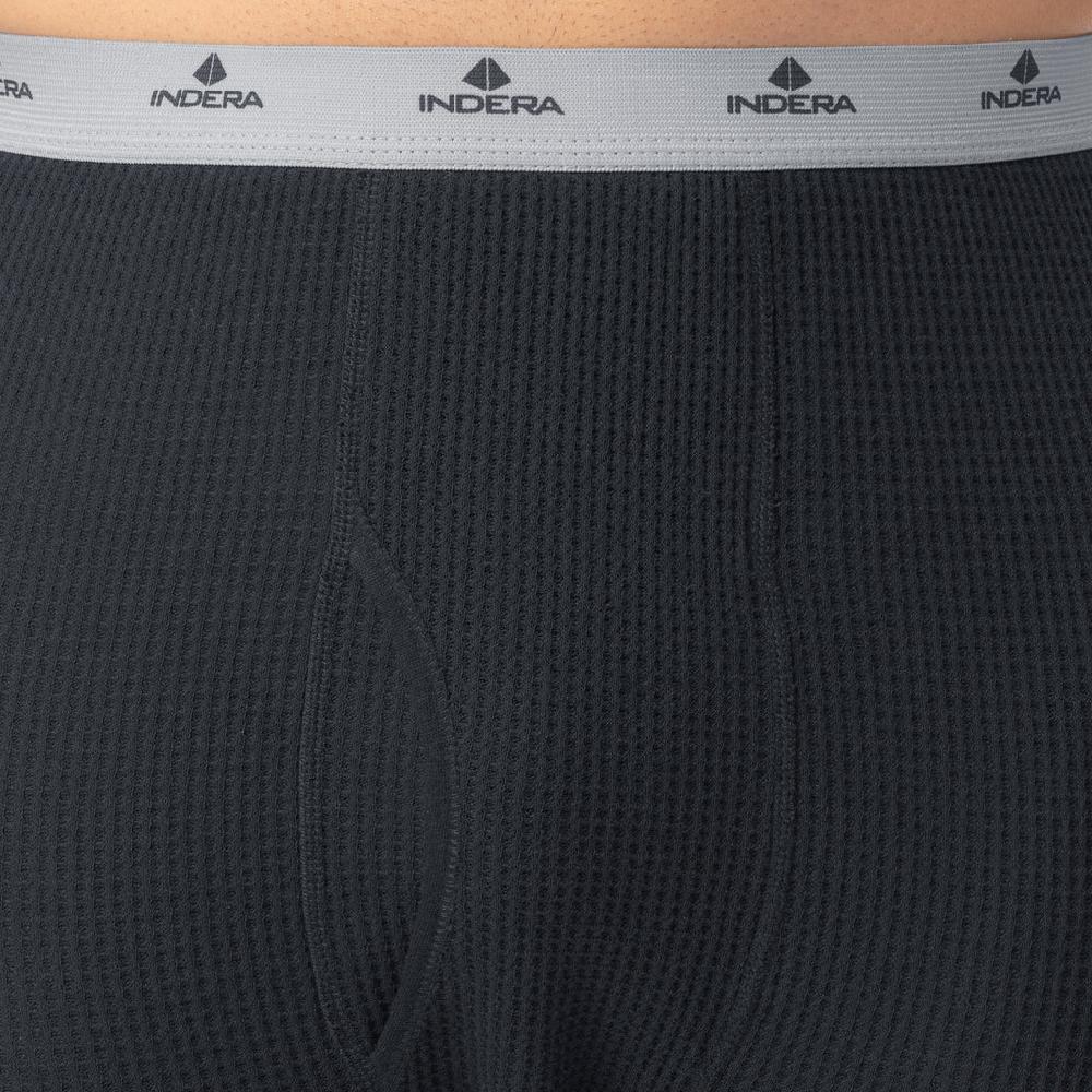 Indera Men's Cotton Heavyweight Waffle Thermal Pant Black