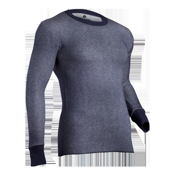 indera Men's Dual Face Raschel Performance Thermal Crew Navy
