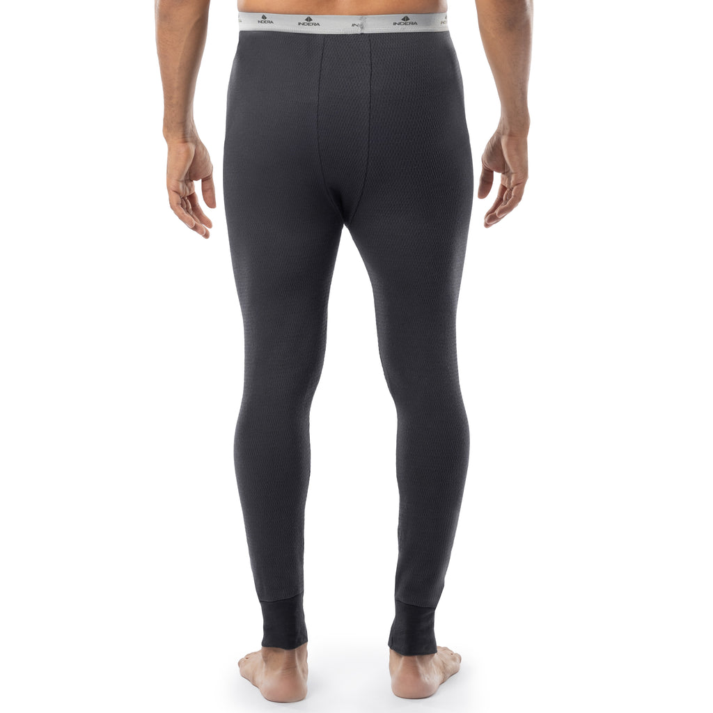 Indera Men's Expedition Weight Cotton Raschel Knit Thermal Pant Black