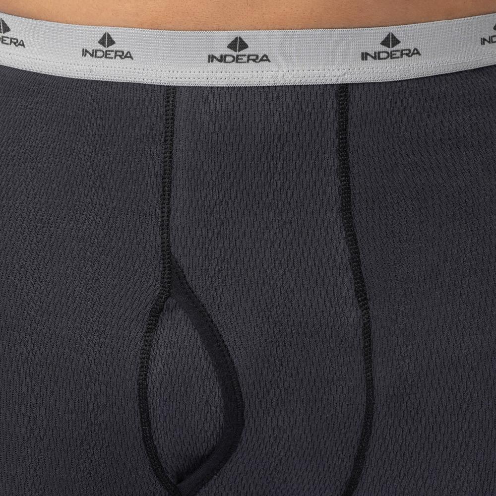 Indera Men's Expedition Weight Cotton Raschel Knit Thermal Pant Black