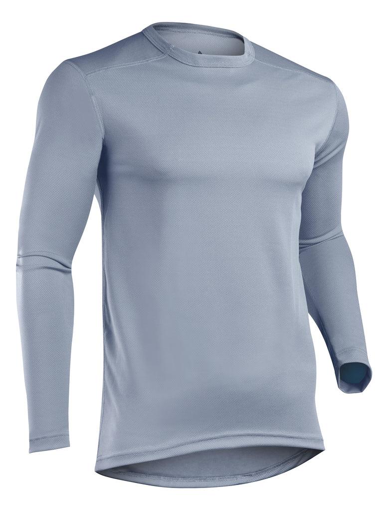 indera Men's Mesh Knit Performance Thermal Crew Light Grey