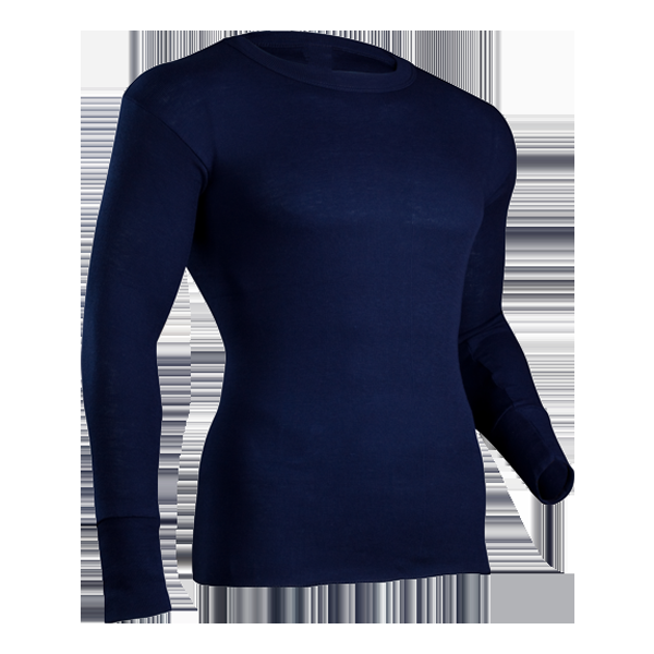 indera Men's Polypropylene Performance Rib Knit Crew Navy