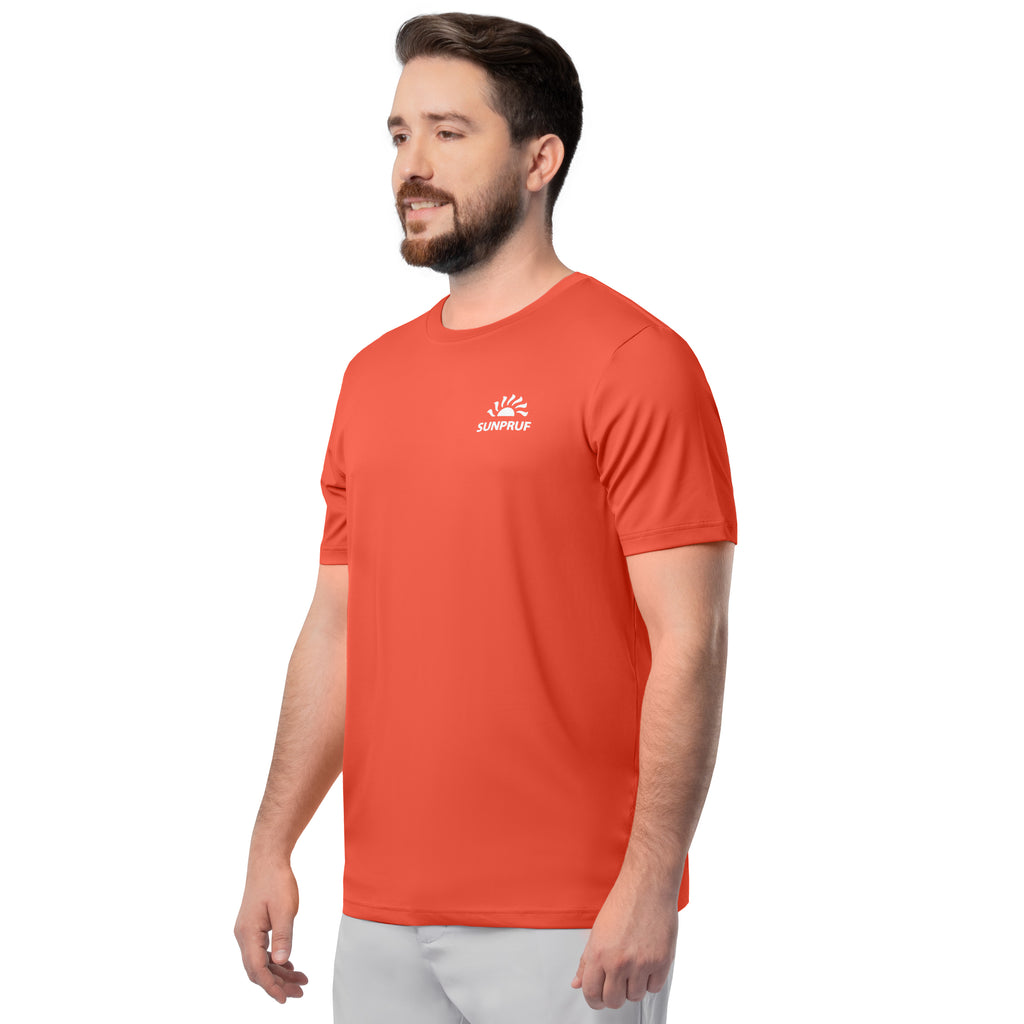 Indera Men's Sunpruf UPF 30 Short Sleeve Sun Protection Shirt Coral