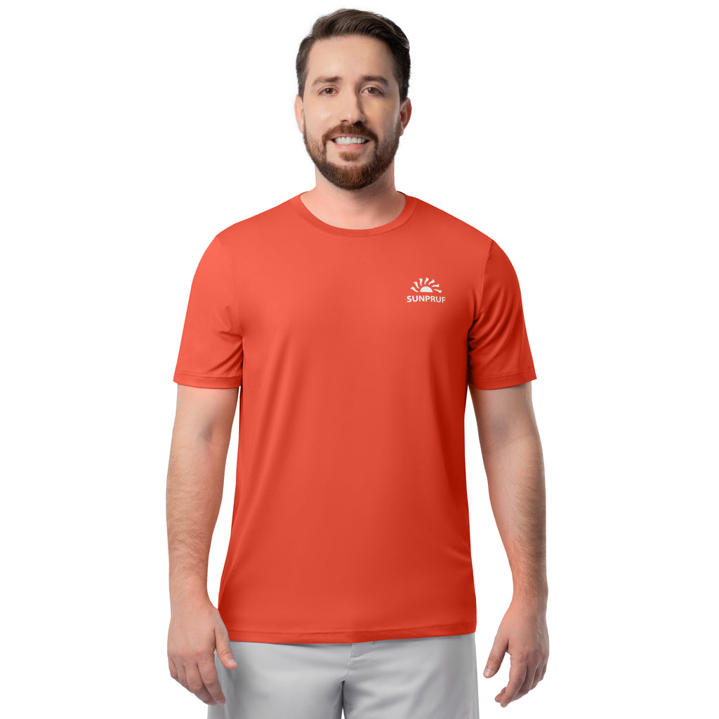 indera Men's Sunpruf UPF 30 Short Sleeve Sun Protection Shirt Coral