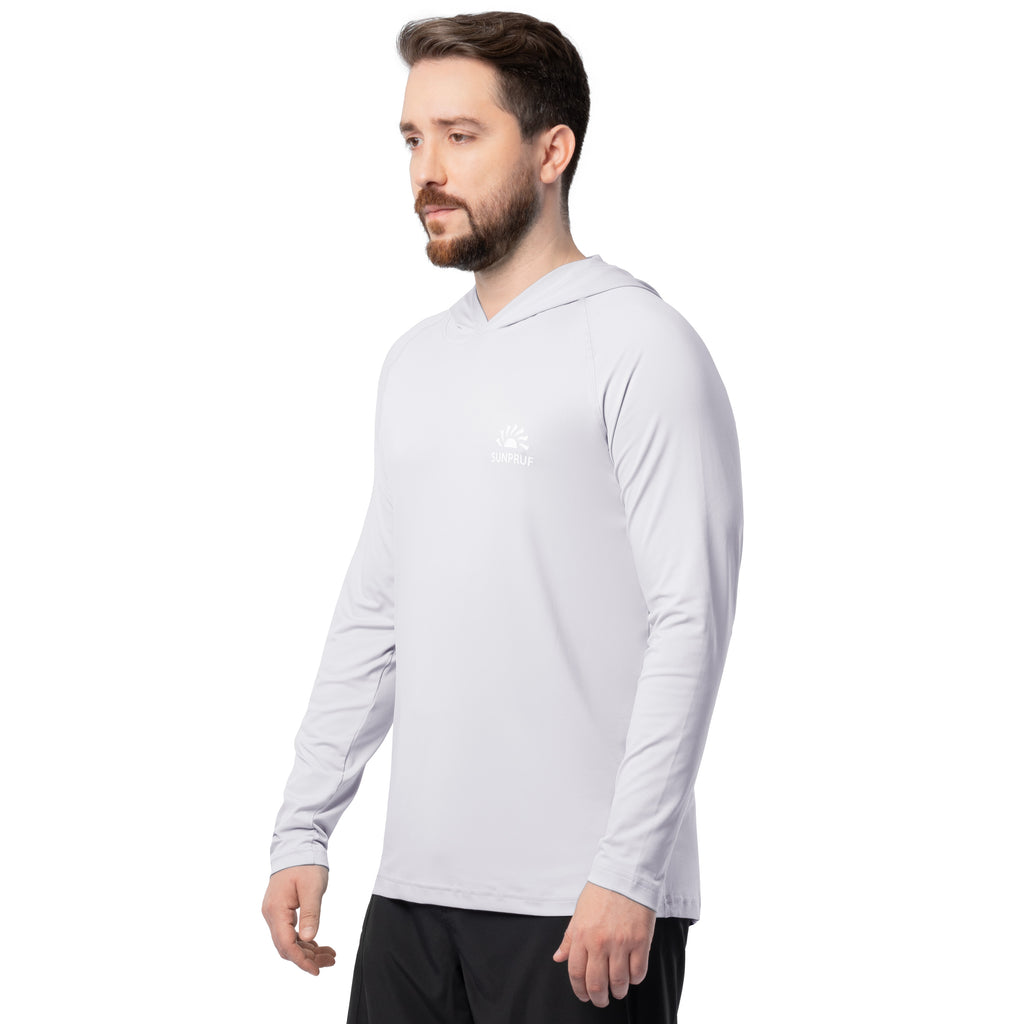 Indera Men's Sunpruf UPF 30 Sun Protection Hoodie Grey