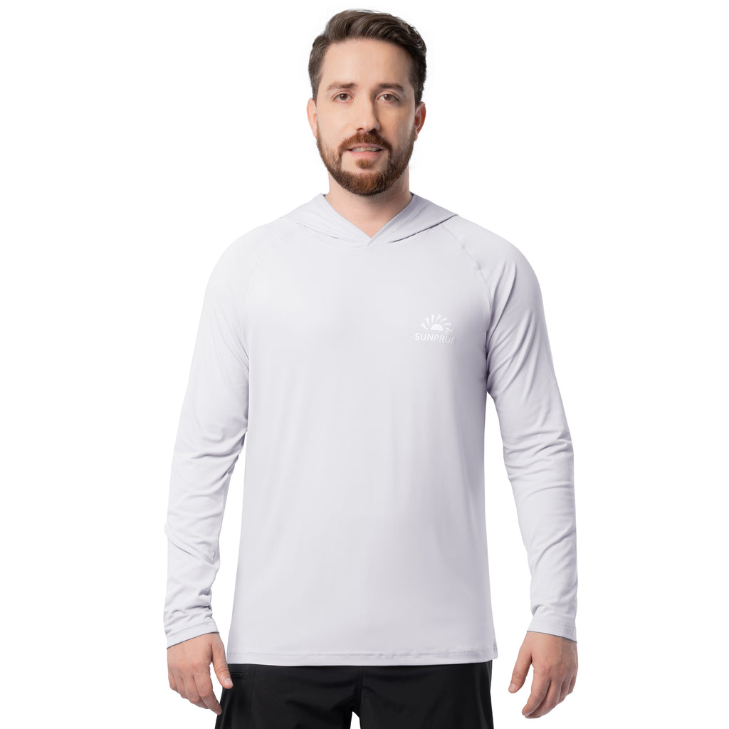 indera Men's Sunpruf UPF 30 Sun Protection Hoodie Grey