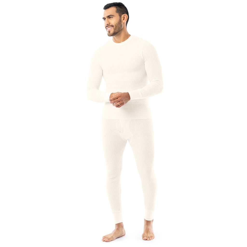 indera Men's Traditional Long John Set - Top and Pant Natural