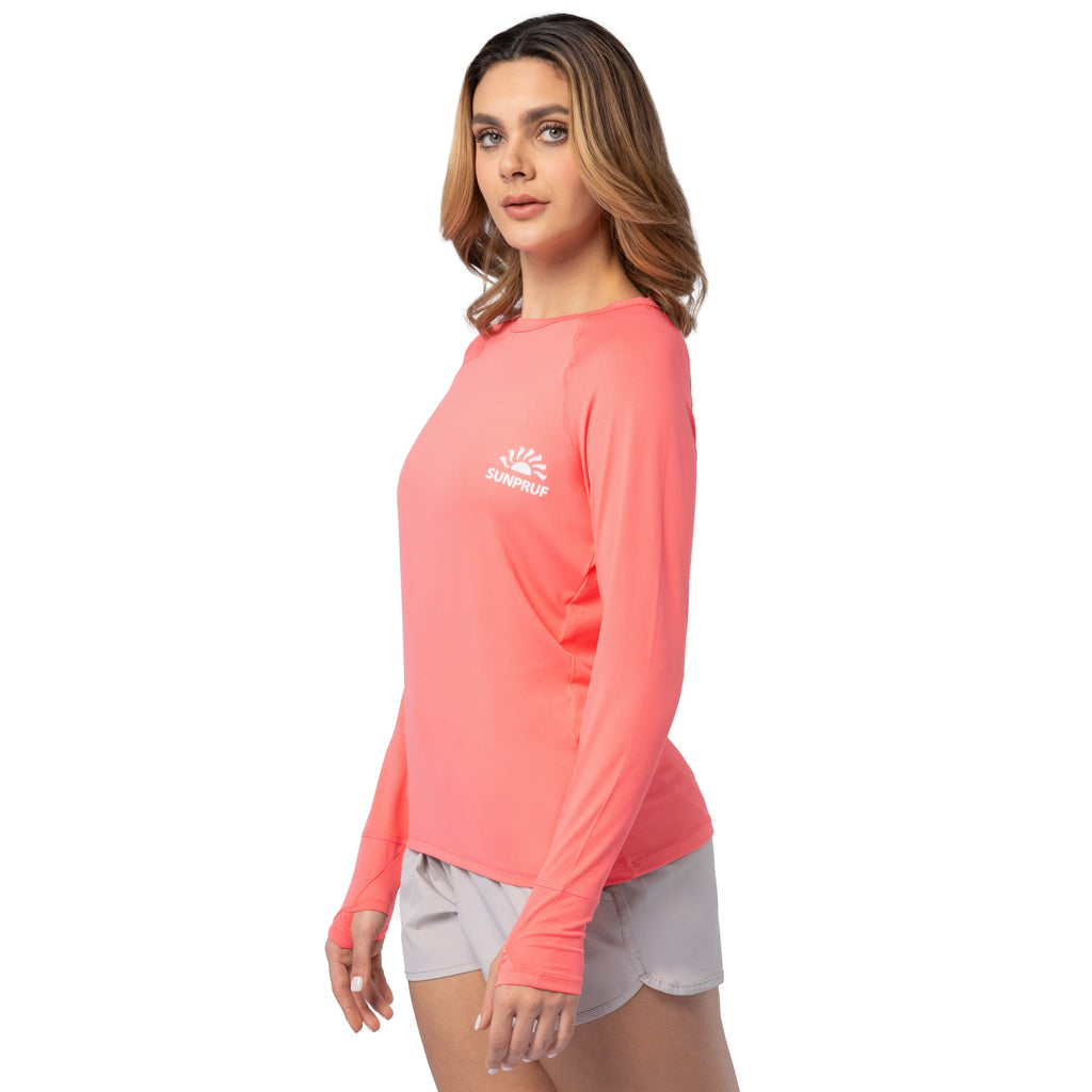 Indera Women's Sunpruf UPF 30 Long Sleeve Sun Protection Shirt Pink