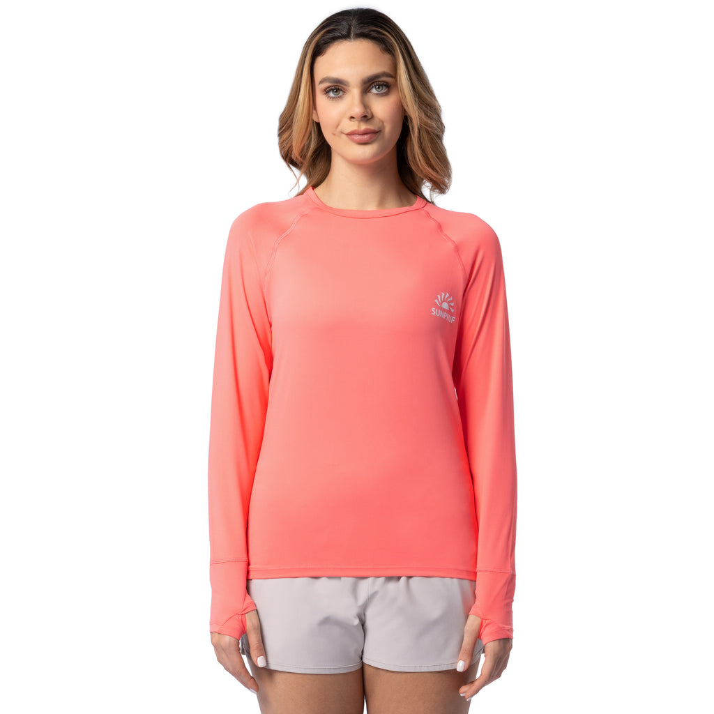 indera Women's Sunpruf UPF 30 Long Sleeve Sun Protection Shirt Pink