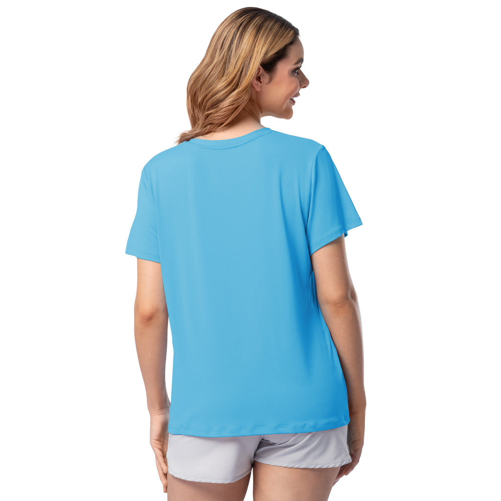 Indera Women's Sunpruf UPF 30 Short Sleeve Sun Protection Shirt Blue